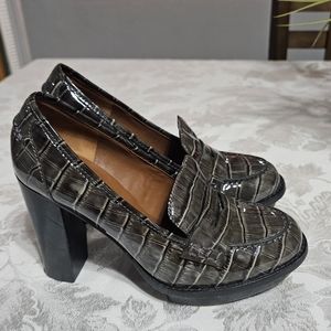 Marc Jacobs faux croc penny loafer heels